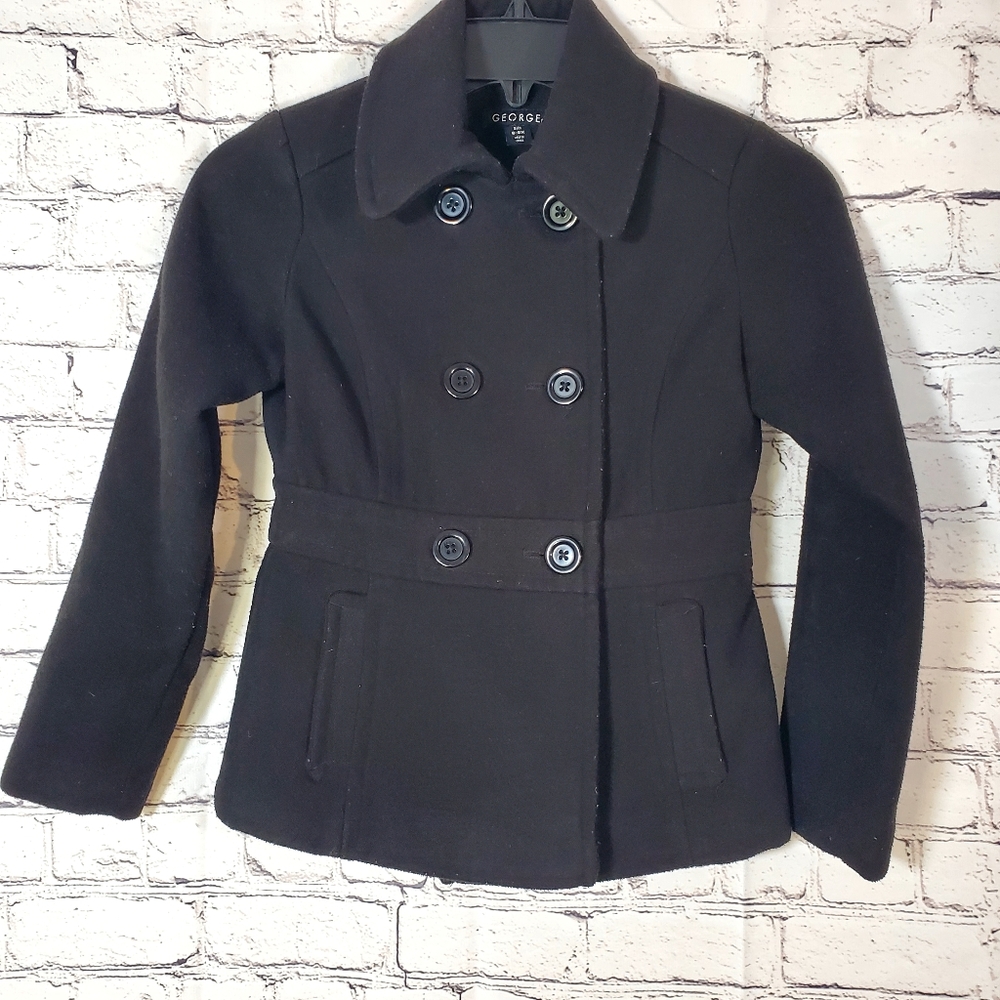 George Black Pea Coat Size 6X